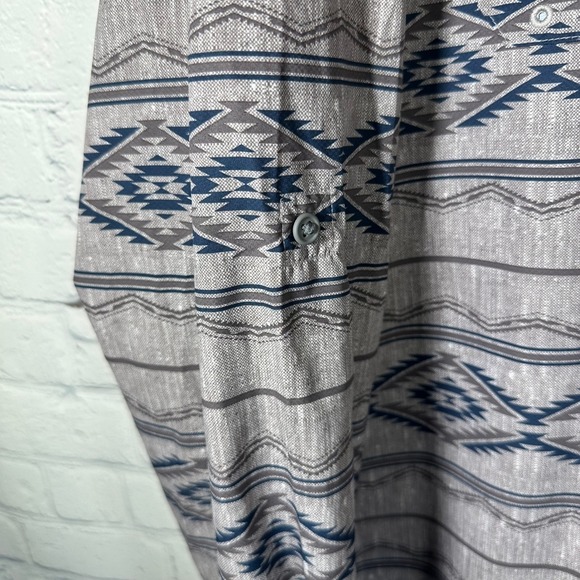 Ariat VentTEK Outbound Classic LS Shirt Grey Navy Southwestern Aztec Mens L T - Picture 4 of 14